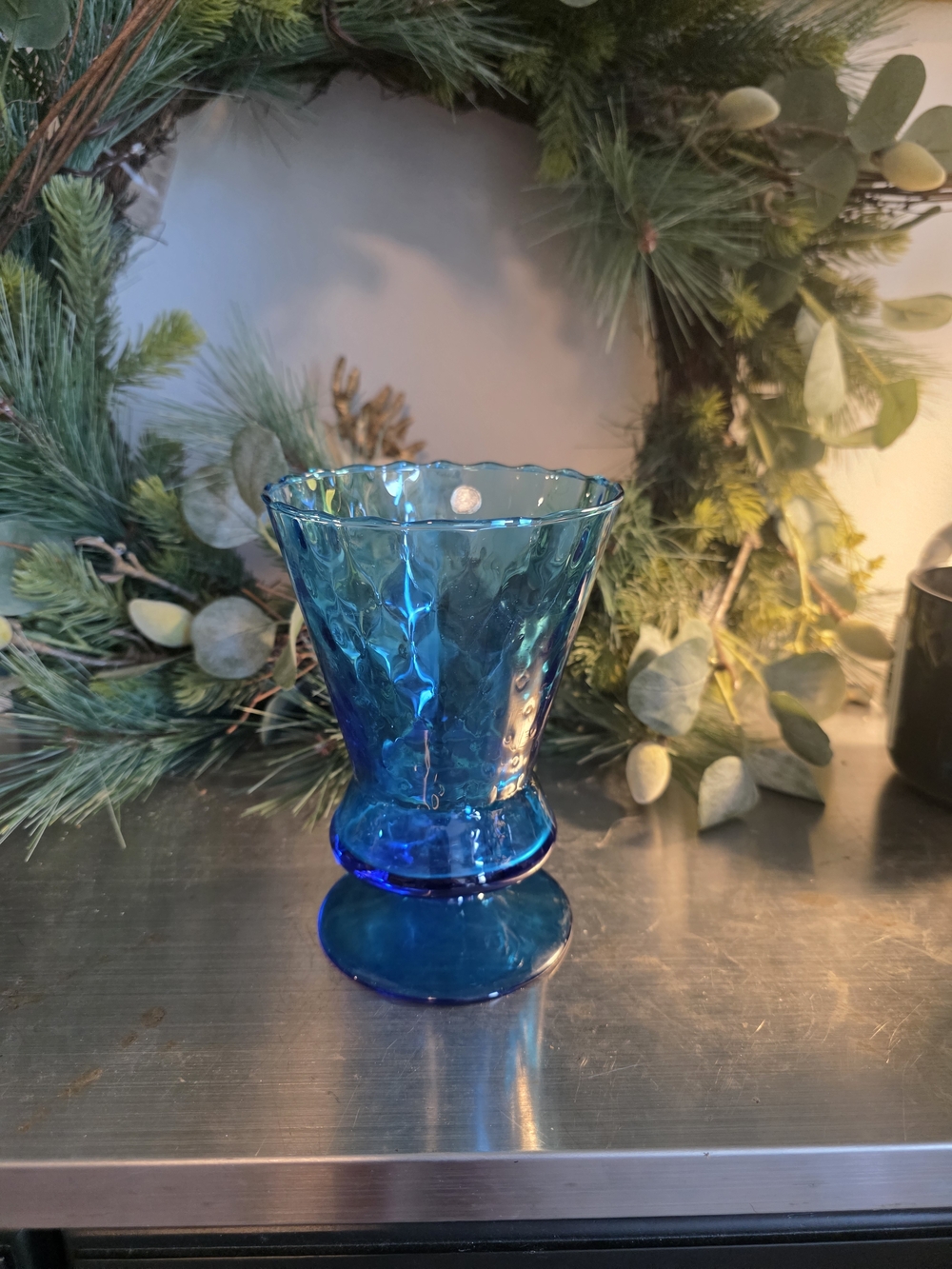 VTG Italian Blue Vase 6.5" H X 4.5" W